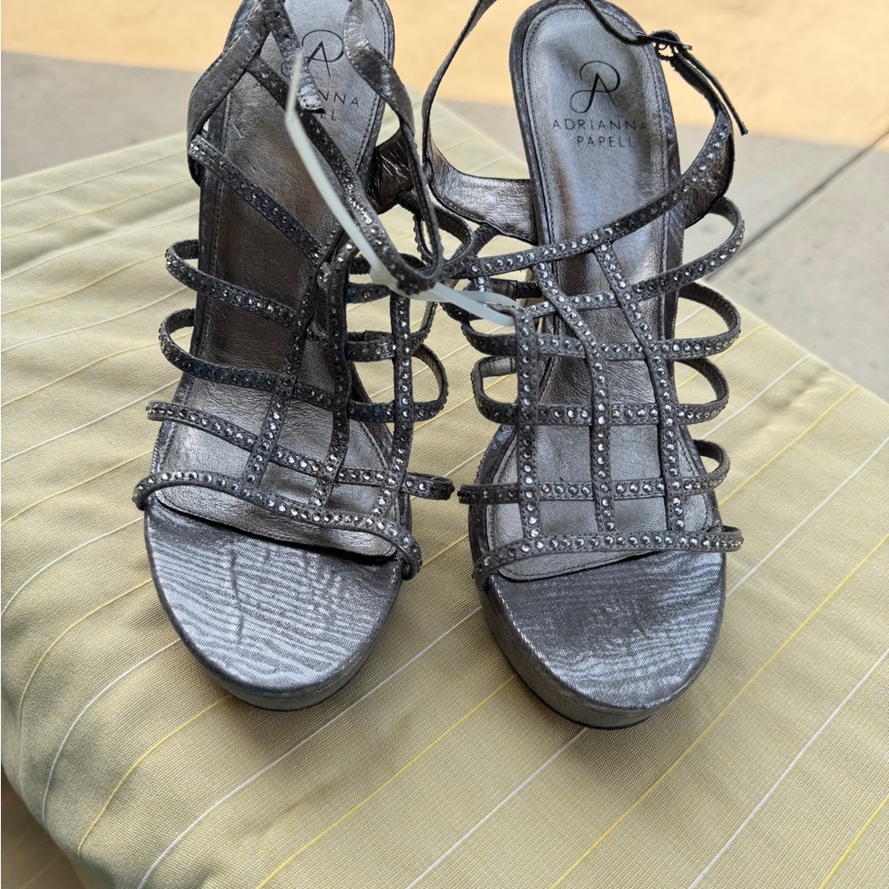 Adrianna Papell Silver Strappy Women's Shoes